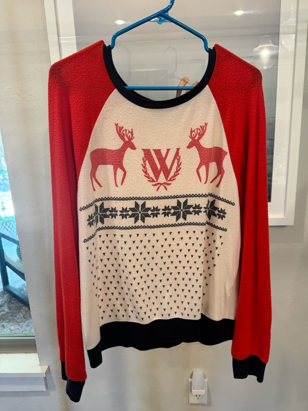 Wildfox Red & Cream Reindeer Graphic Crewneck Sweater